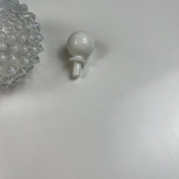 Vtg Fenton hobnail opalescent glass candy trinket dish, vase, parfum bottle set - Picture 9 of 16